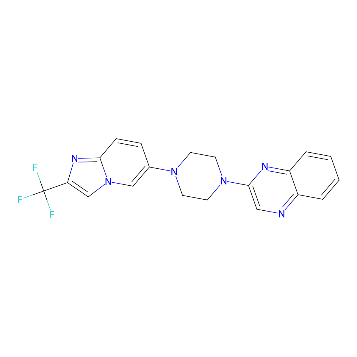 2-{4-[2-(Trifluoromethyl)imidazo[1,2-a]pyridin-6-yl]piperazin-1-yl}quinoxaline molecular structure, CAS 3054602-14-8