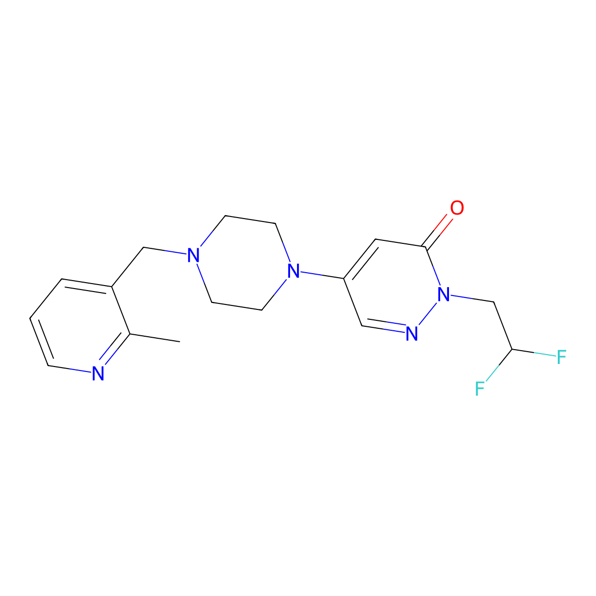 2-(2,2-Difluoroethyl)-5-{4-[(2-methylpyridin-3-yl)methyl]piperazin-1-yl}-2,3-dihydropyridazin-3-one molecular structure, CAS 3054602-17-1