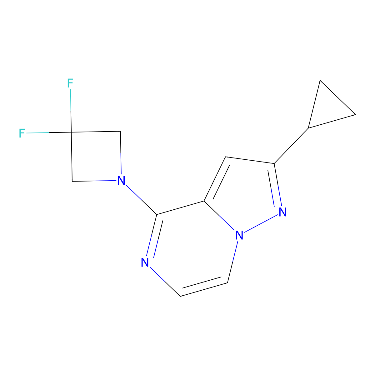 1-{2-Cyclopropylpyrazolo[1,5-a]pyrazin-4-yl}-3,3-difluoroazetidine molecular structure, CAS 3054602-31-9