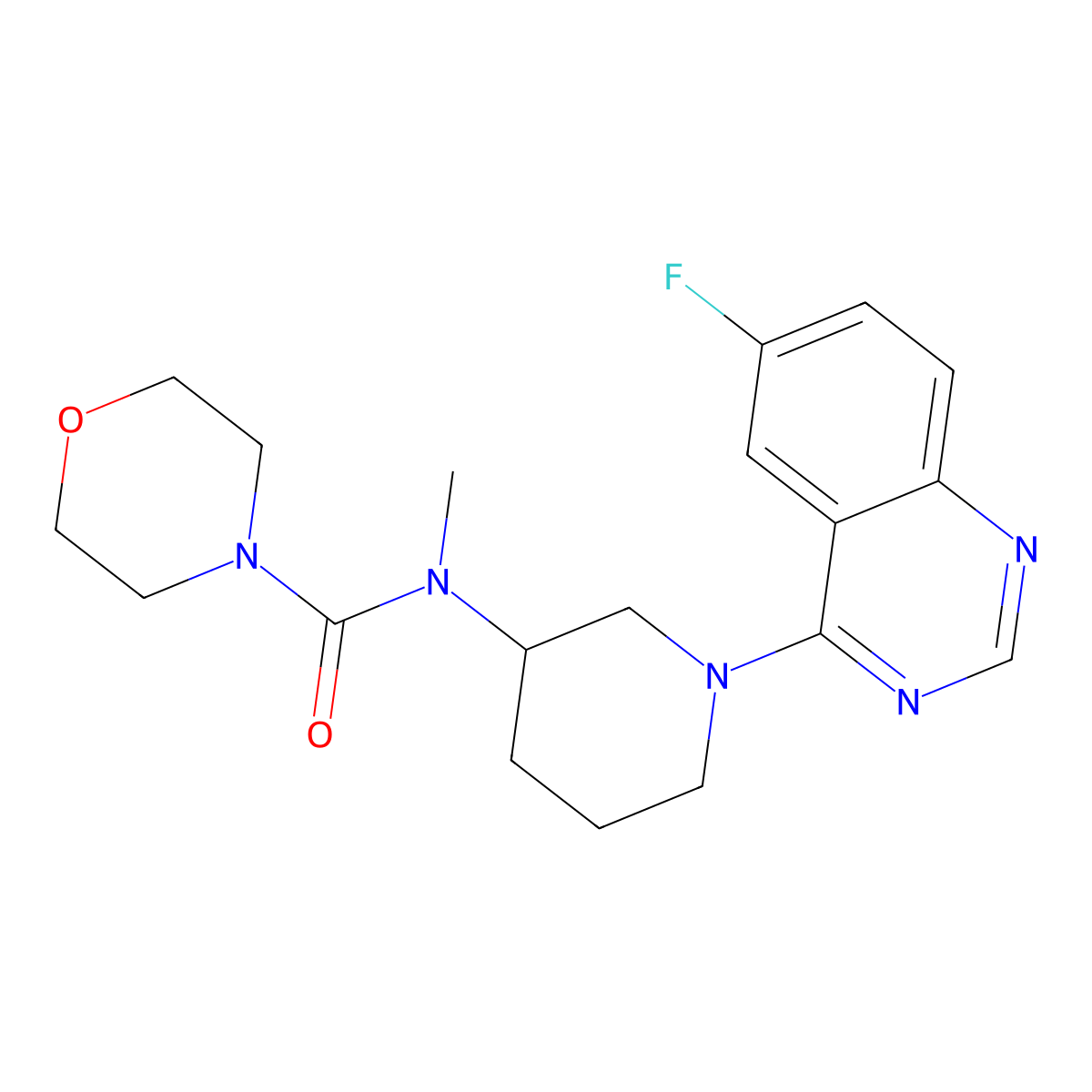 N-[1-(6-fluoroquinazolin-4-yl)piperidin-3-yl]-N-methylmorpholine-4-carboxamide molecular structure, CAS 3054602-34-2