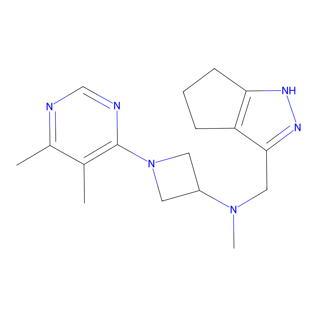 N-({1H,4H,5H,6H-cyclopenta[c]pyrazol-3-yl}methyl)-1-(5,6-dimethylpyrimidin-4-yl)-N-methylazetidin-3-amine molecular structure, CAS 3054602-35-3
