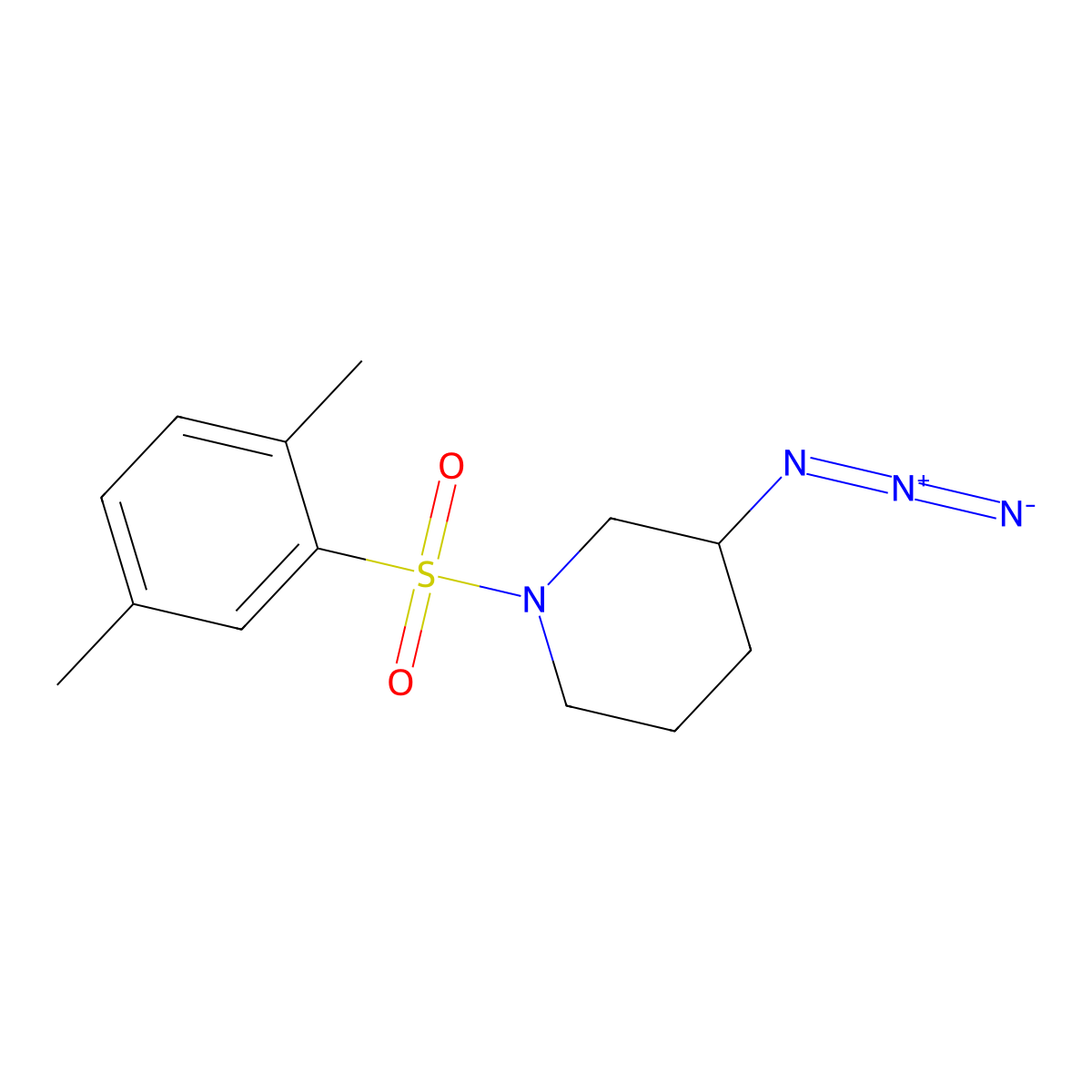 3-Azido-1-(2,5-dimethylbenzenesulfonyl)piperidine molecular structure, CAS 3054602-38-6