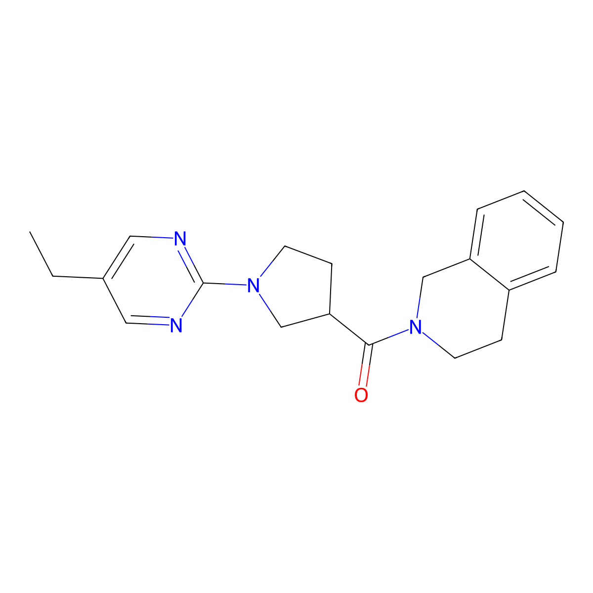 2-[1-(5-Ethylpyrimidin-2-yl)pyrrolidine-3-carbonyl]-1,2,3,4-tetrahydroisoquinoline molecular structure, CAS 3054602-40-0