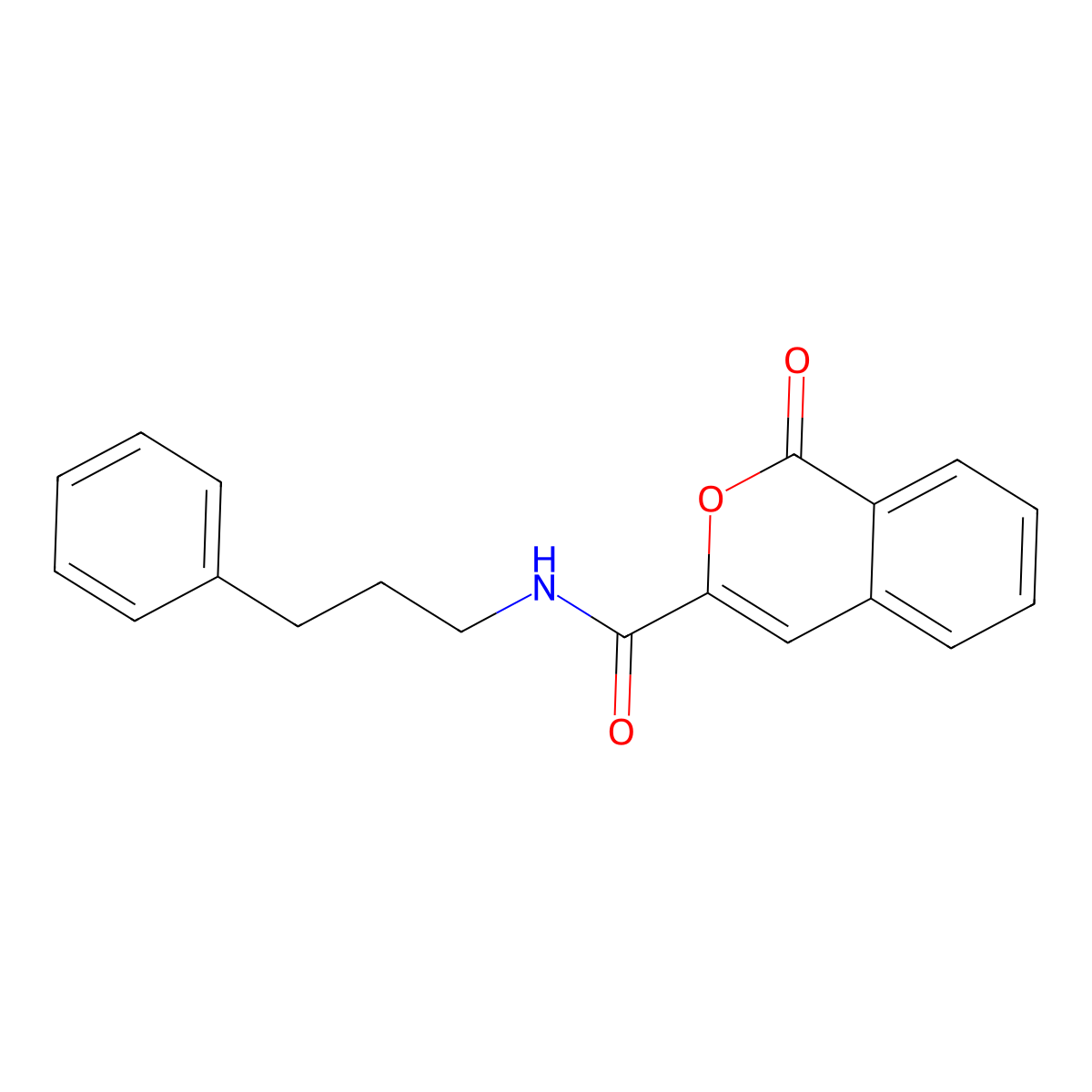 1-oxo-N-(3-phenylpropyl)isochromene-3-carboxamide molecular structure, CAS 3054602-41-1