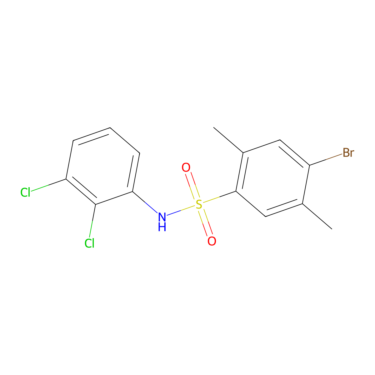 4-bromo-N-(2,3-dichlorophenyl)-2,5-dimethylbenzene-1-sulfonamide molecular structure, CAS 3054602-43-3