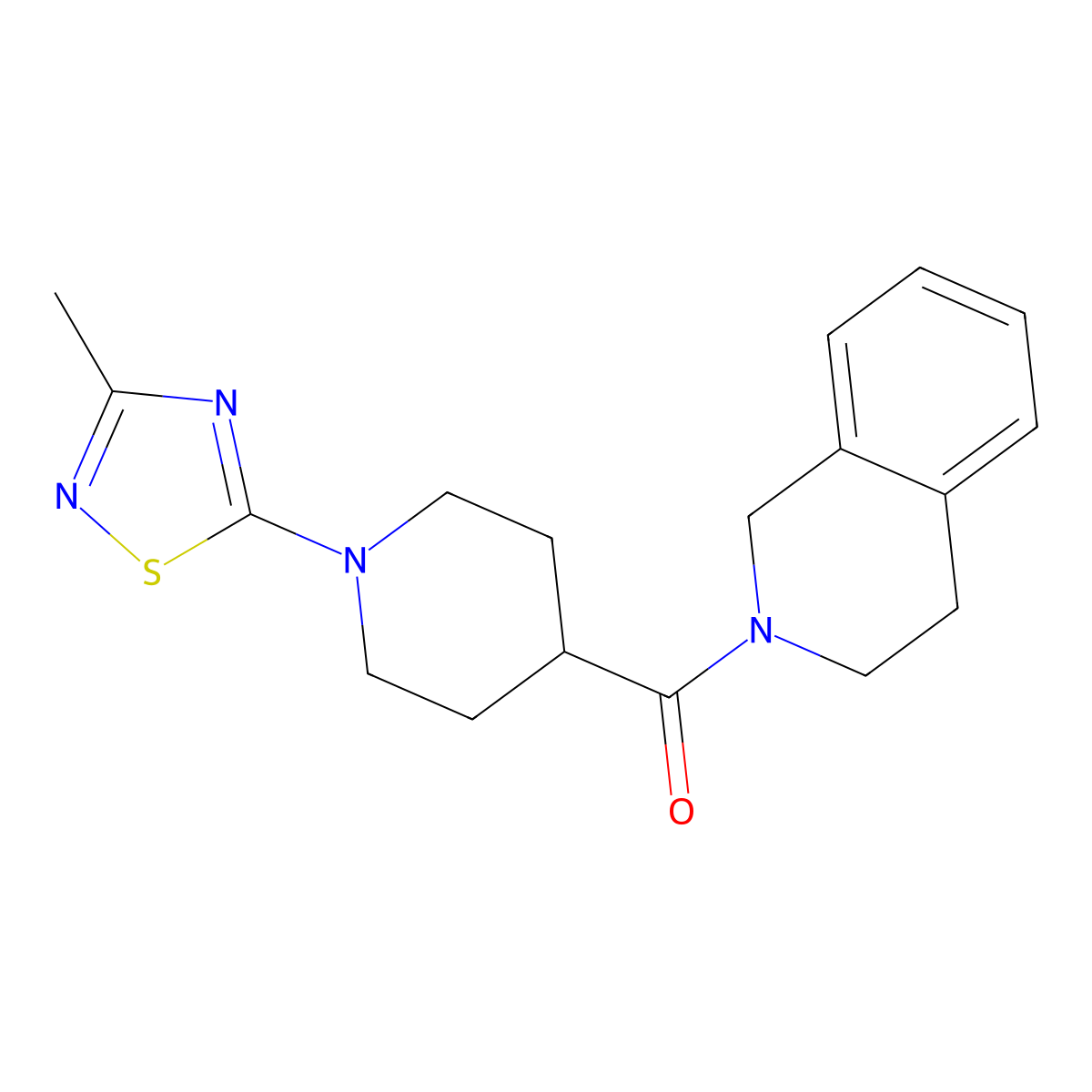 2-[1-(3-Methyl-1,2,4-thiadiazol-5-yl)piperidine-4-carbonyl]-1,2,3,4-tetrahydroisoquinoline molecular structure, CAS 3054602-45-5