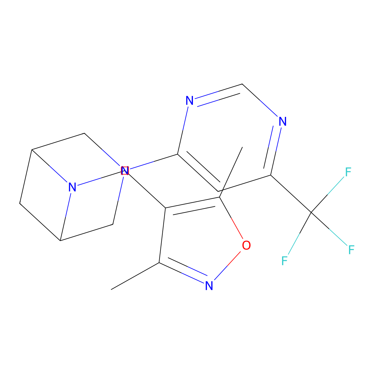 6-[(3,5-Dimethyl-1,2-oxazol-4-yl)methyl]-3-[6-(trifluoromethyl)pyrimidin-4-yl]-3,6-diazabicyclo[3.1.1]heptane molecular structure, CAS 3054602-50-2