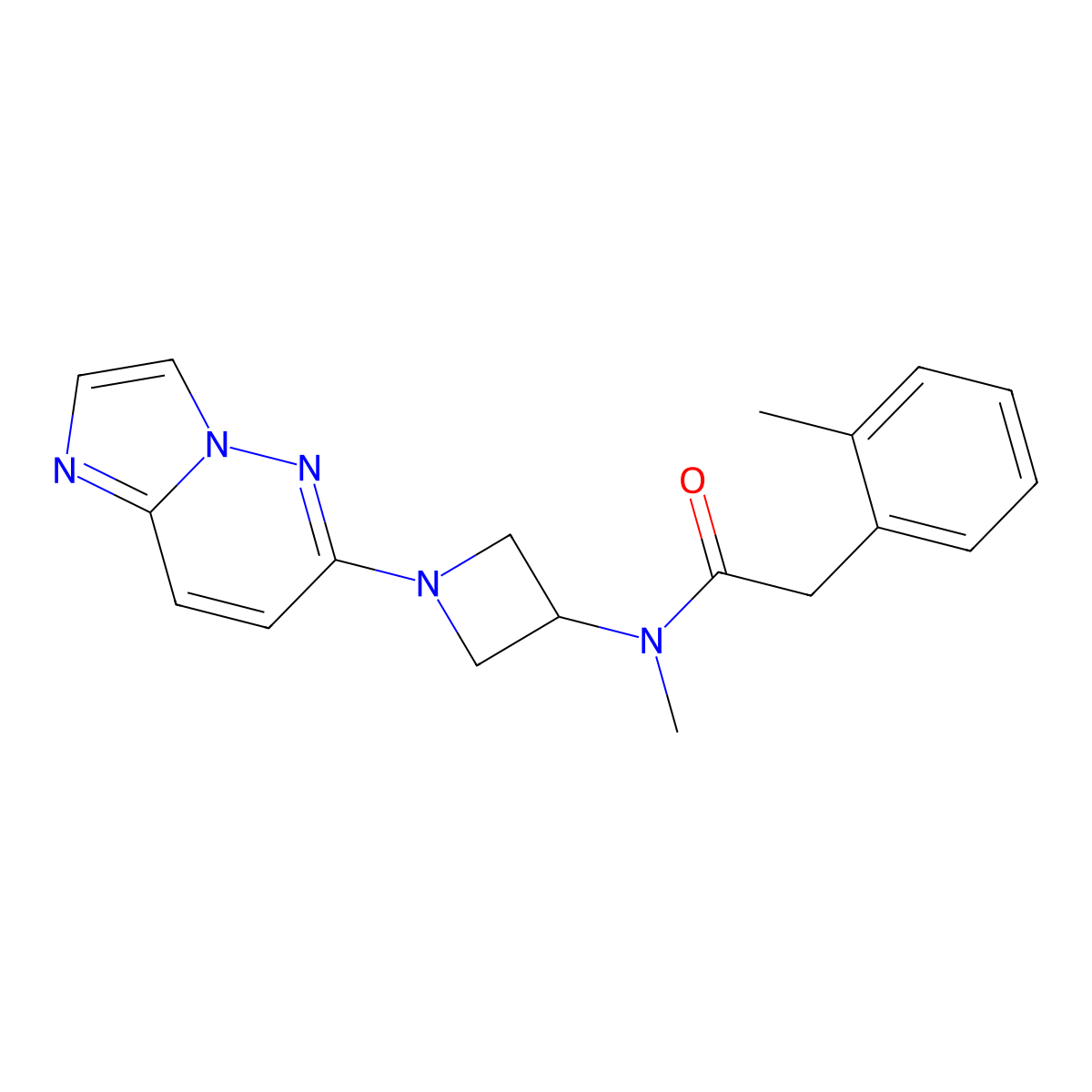 N-(1-{imidazo[1,2-b]pyridazin-6-yl}azetidin-3-yl)-N-methyl-2-(2-methylphenyl)acetamide molecular structure, CAS 3054602-58-0