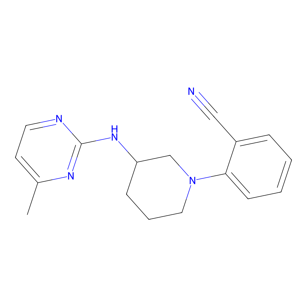 2-{3-[(4-Methylpyrimidin-2-yl)amino]piperidin-1-yl}benzonitrile molecular structure, CAS 3054602-66-0