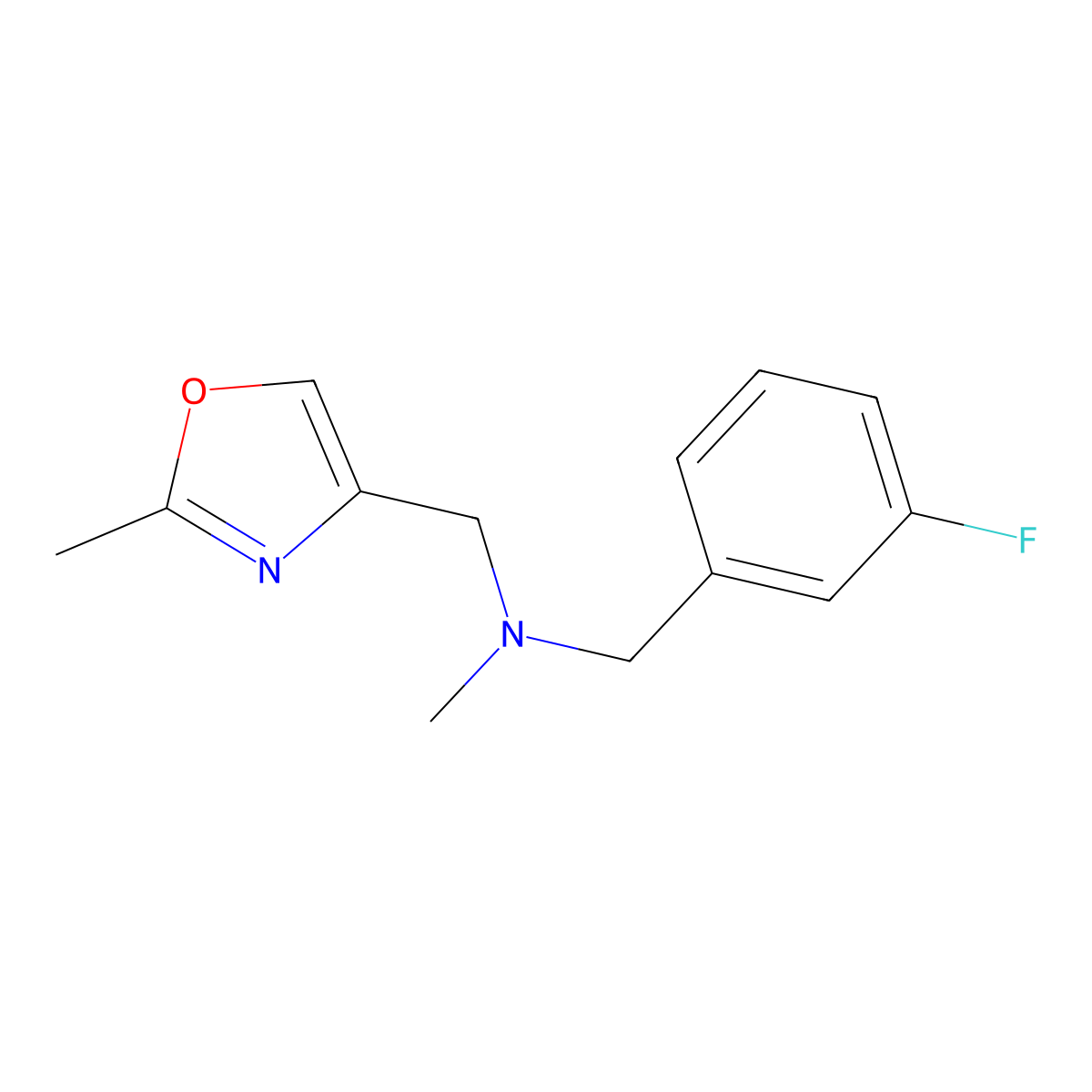 [(3-Fluorophenyl)methyl](methyl)[(2-methyl-1,3-oxazol-4-yl)methyl]amine molecular structure, CAS 3054602-70-6