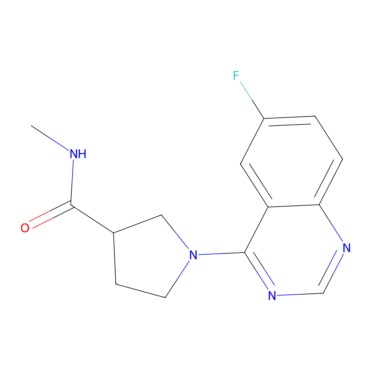1-(6-fluoroquinazolin-4-yl)-N-methylpyrrolidine-3-carboxamide molecular structure, CAS 3054602-74-0