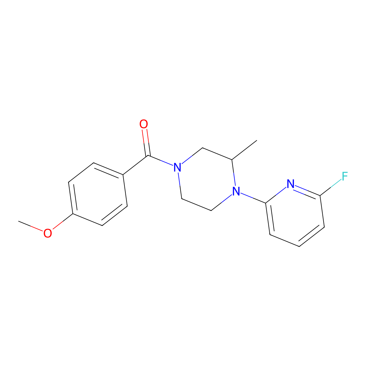 1-(6-Fluoropyridin-2-yl)-4-(4-methoxybenzoyl)-2-methylpiperazine molecular structure, CAS 3054602-76-2