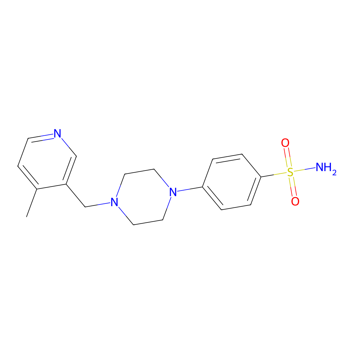 4-{4-[(4-Methylpyridin-3-yl)methyl]piperazin-1-yl}benzene-1-sulfonamide molecular structure, CAS 3054602-77-3