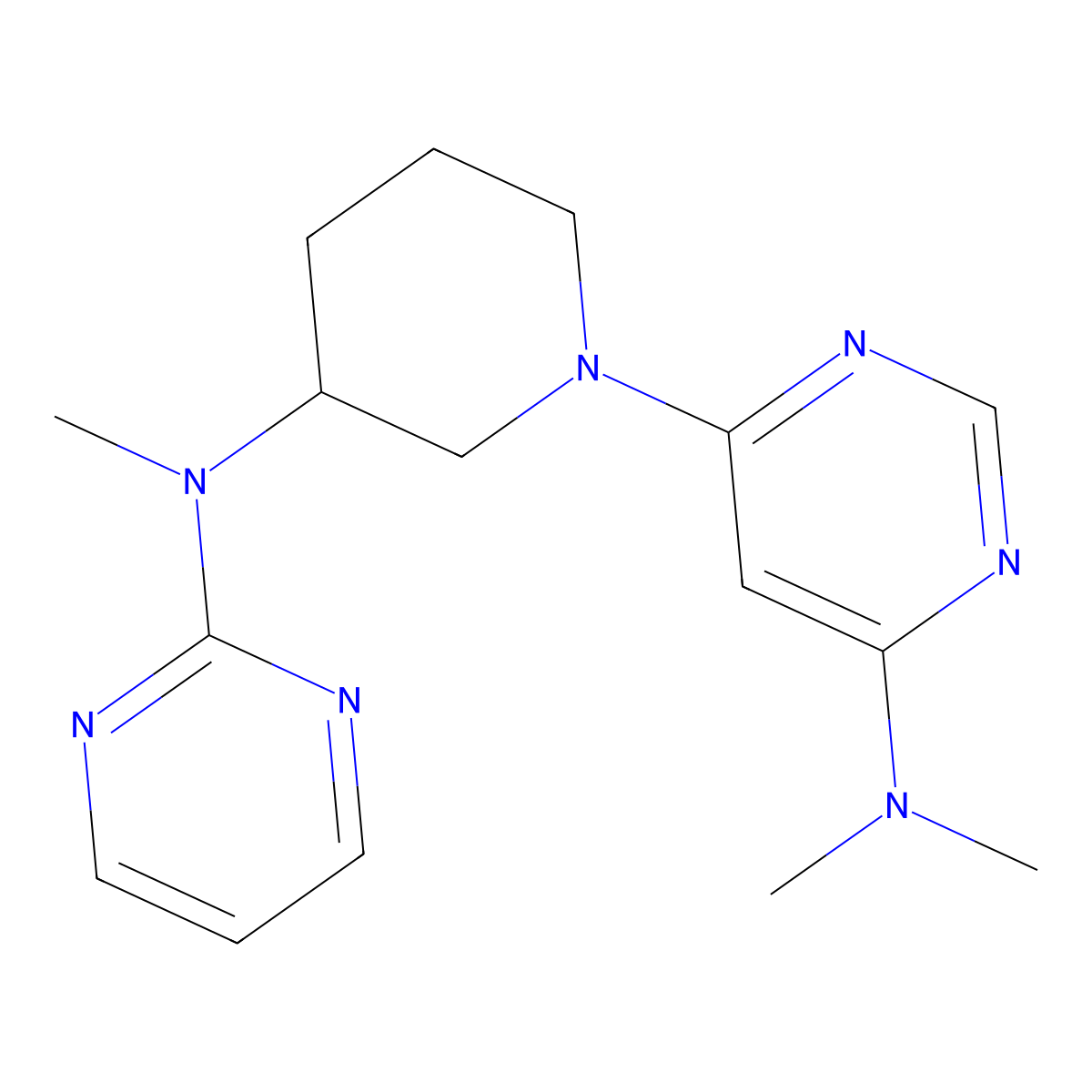 N,N-dimethyl-6-{3-[methyl(pyrimidin-2-yl)amino]piperidin-1-yl}pyrimidin-4-amine molecular structure, CAS 3054602-85-3