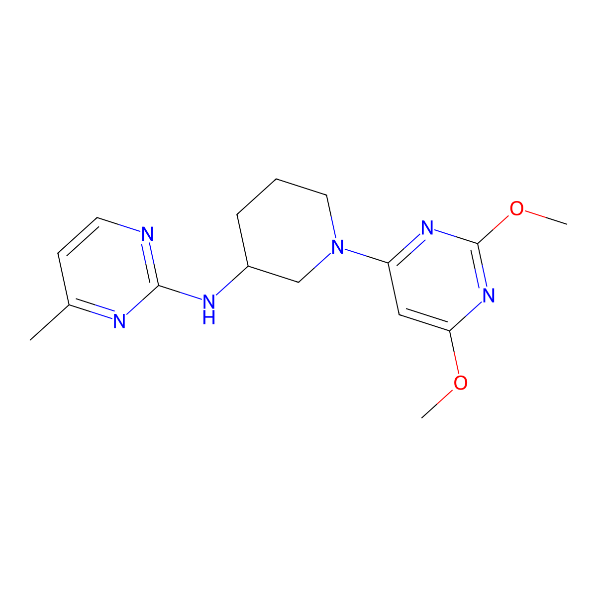 N-[1-(2,6-dimethoxypyrimidin-4-yl)piperidin-3-yl]-4-methylpyrimidin-2-amine molecular structure, CAS 3054602-94-4