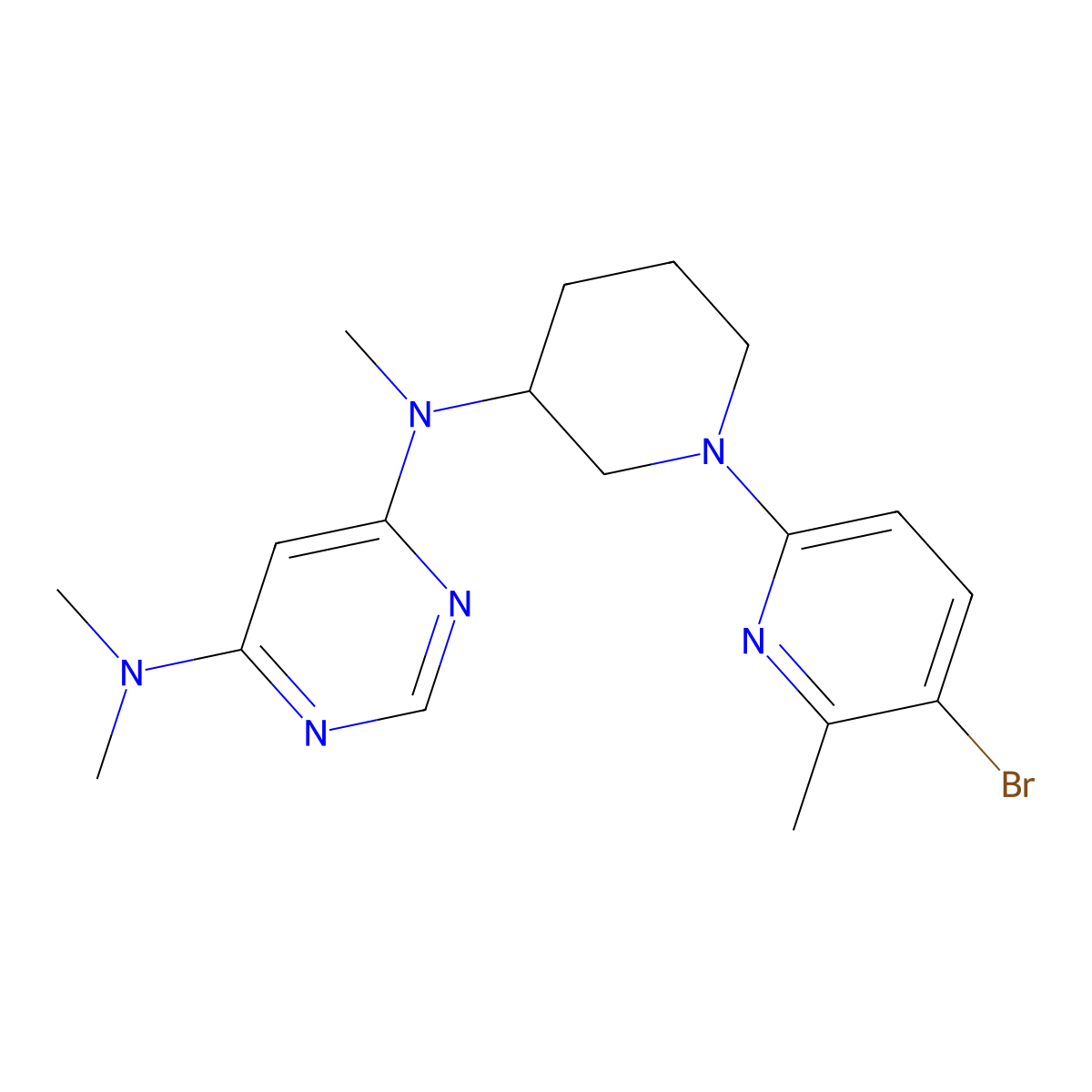 N4-[1-(5-bromo-6-methylpyridin-2-yl)piperidin-3-yl]-N4,N6,N6-trimethylpyrimidine-4,6-diamine molecular structure, CAS 3054602-96-6