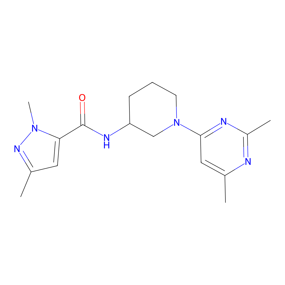 N-[1-(2,6-dimethylpyrimidin-4-yl)piperidin-3-yl]-1,3-dimethyl-1H-pyrazole-5-carboxamide molecular structure, CAS 3054603-10-7
