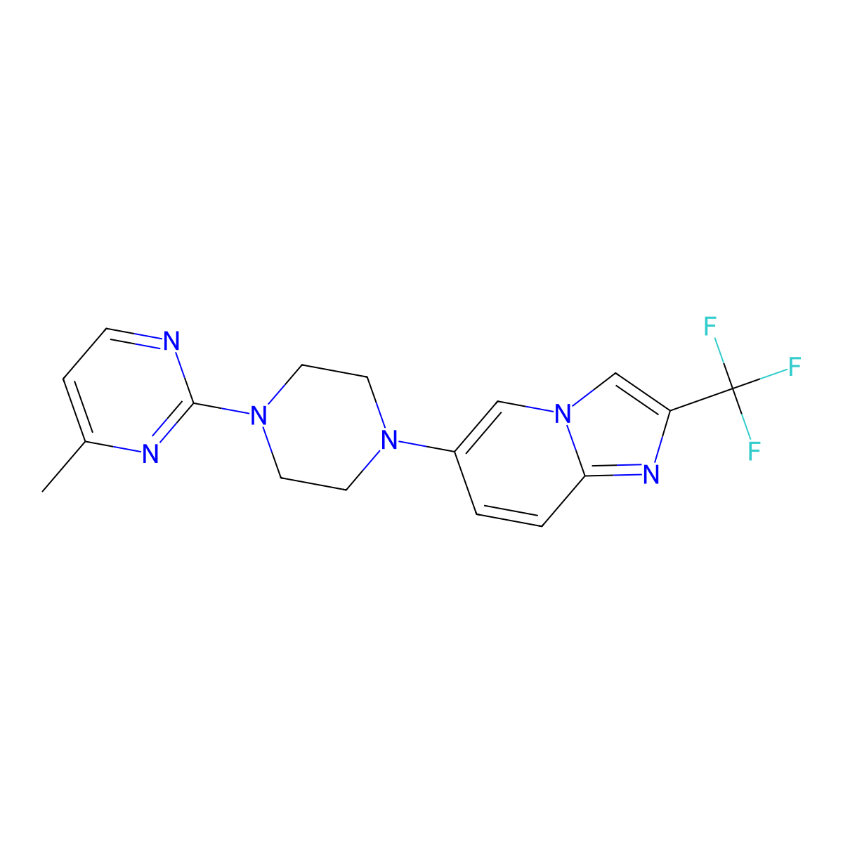 4-Methyl-2-{4-[2-(trifluoromethyl)imidazo[1,2-a]pyridin-6-yl]piperazin-1-yl}pyrimidine molecular structure, CAS 3054603-21-0