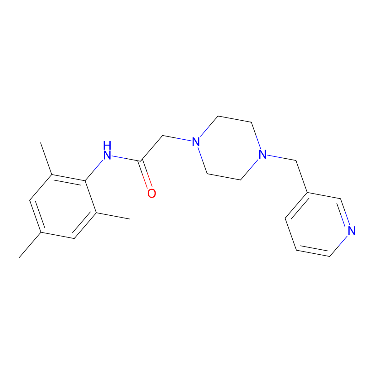 2-{4-[(pyridin-3-yl)methyl]piperazin-1-yl}-N-(2,4,6-trimethylphenyl)acetamide molecular structure, CAS 3054603-23-2