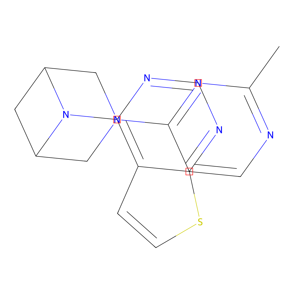 3-(2-Methylpyrimidin-4-yl)-6-{thieno[2,3-d]pyrimidin-4-yl}-3,6-diazabicyclo[3.1.1]heptane molecular structure, CAS 3054603-31-2