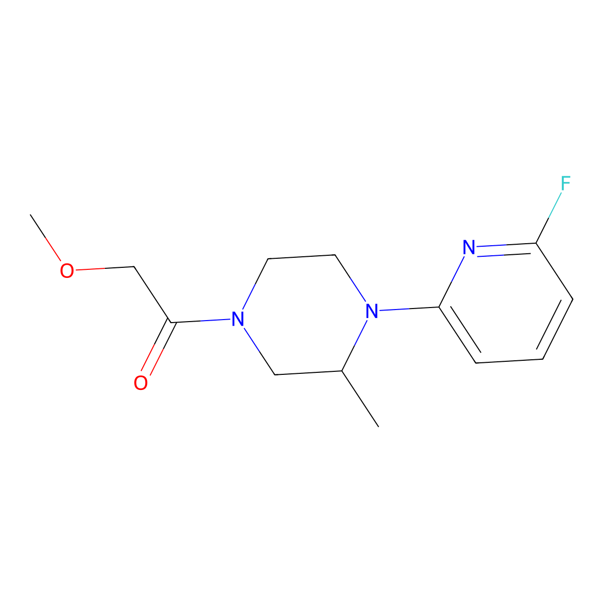 1-[4-(6-Fluoropyridin-2-yl)-3-methylpiperazin-1-yl]-2-methoxyethan-1-one molecular structure, CAS 3054603-32-3