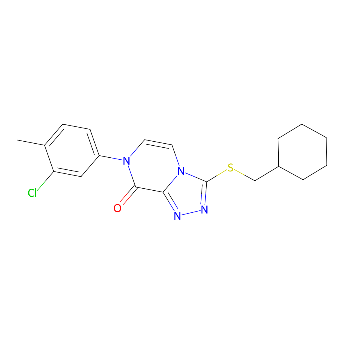 7-(3-chloro-4-methylphenyl)-3-[(cyclohexylmethyl)sulfanyl]-7H,8H-[1,2,4]triazolo[4,3-a]pyrazin-8-one molecular structure, CAS 3054603-36-7
