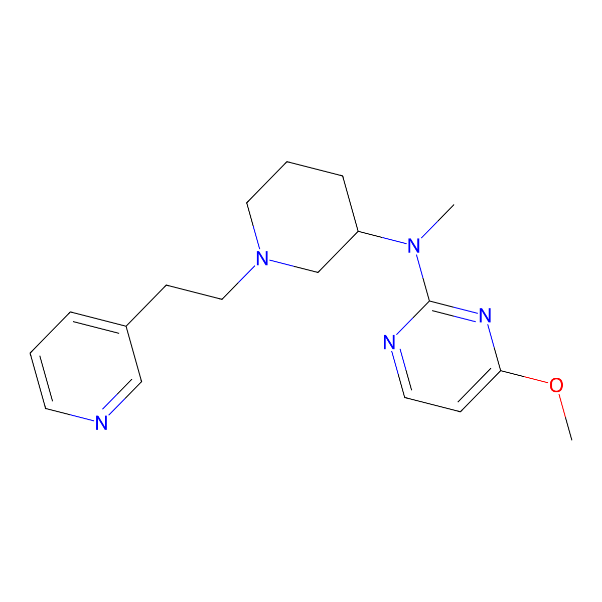 4-methoxy-N-methyl-N-{1-[2-(pyridin-3-yl)ethyl]piperidin-3-yl}pyrimidin-2-amine molecular structure, CAS 3054603-38-9