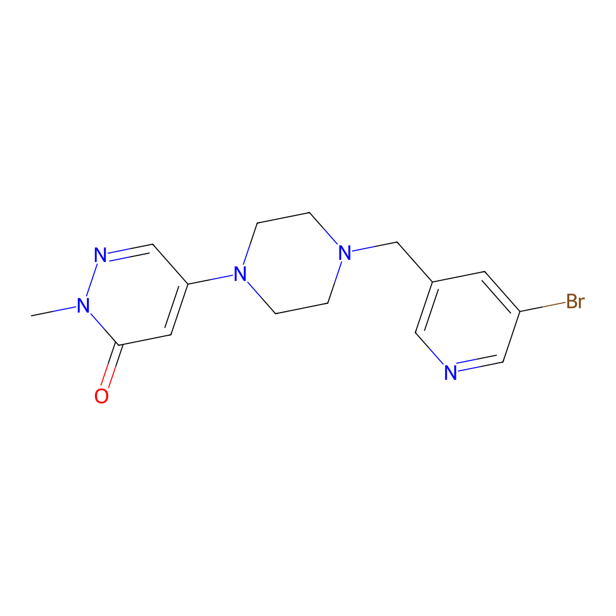 5-{4-[(5-Bromopyridin-3-yl)methyl]piperazin-1-yl}-2-methyl-2,3-dihydropyridazin-3-one molecular structure, CAS 3054603-39-0