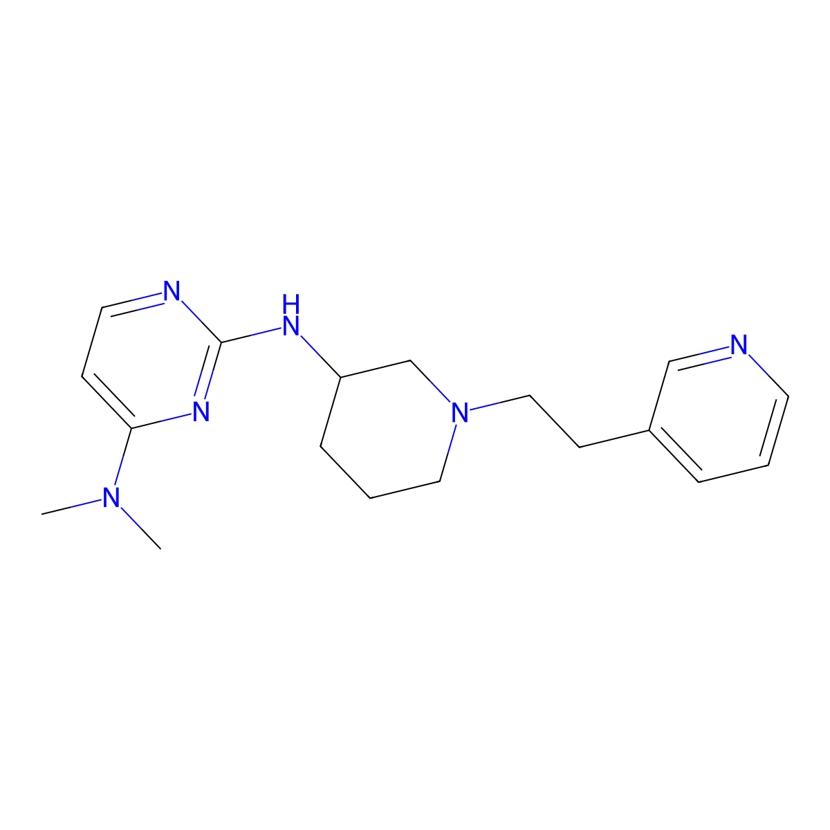 N4,N4-dimethyl-N2-{1-[2-(pyridin-3-yl)ethyl]piperidin-3-yl}pyrimidine-2,4-diamine molecular structure, CAS 3054603-40-3