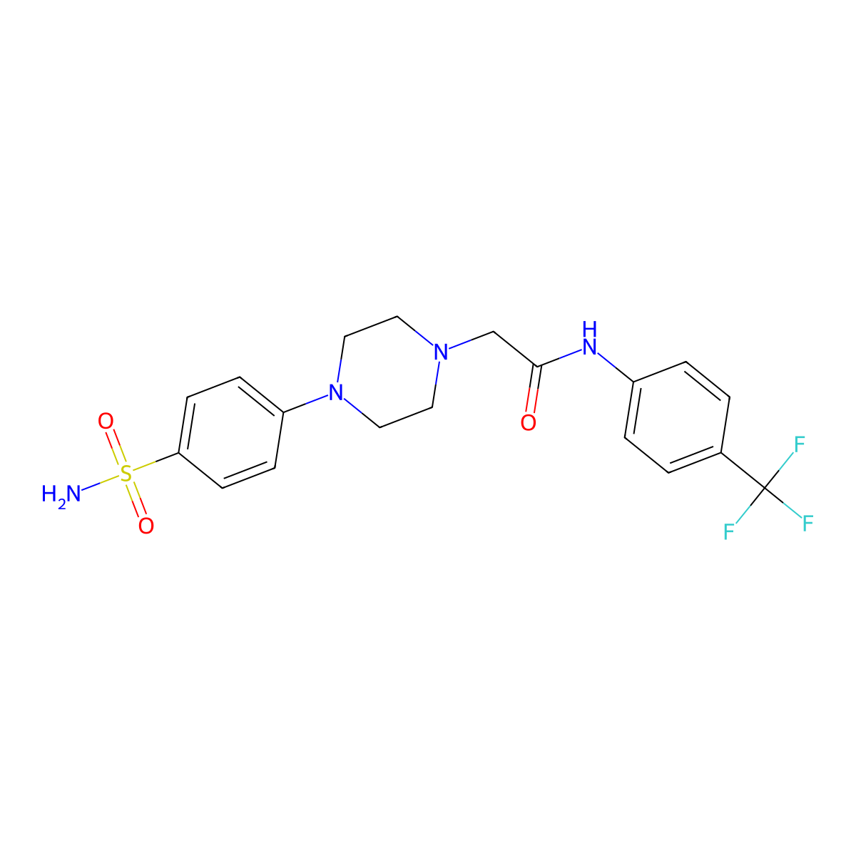 2-[4-(4-sulfamoylphenyl)piperazin-1-yl]-N-[4-(trifluoromethyl)phenyl]acetamide molecular structure, CAS 3054603-41-4