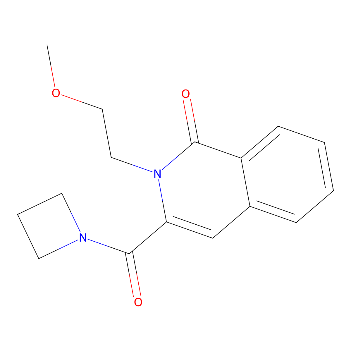 3-(Azetidine-1-carbonyl)-2-(2-methoxyethyl)-1,2-dihydroisoquinolin-1-one molecular structure, CAS 3054603-42-5