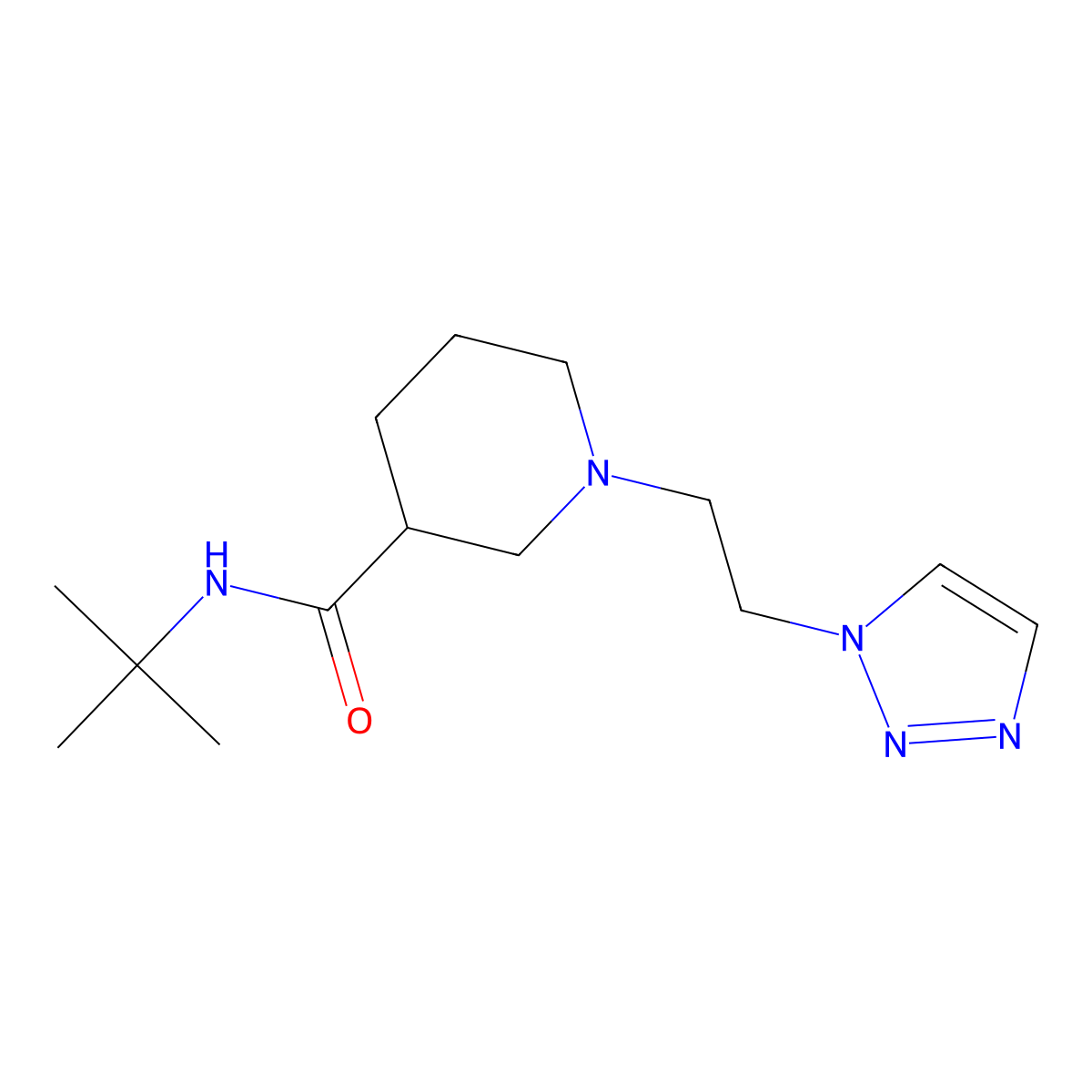 N-tert-butyl-1-[2-(1H-1,2,3-triazol-1-yl)ethyl]piperidine-3-carboxamide molecular structure, CAS 3054603-47-0