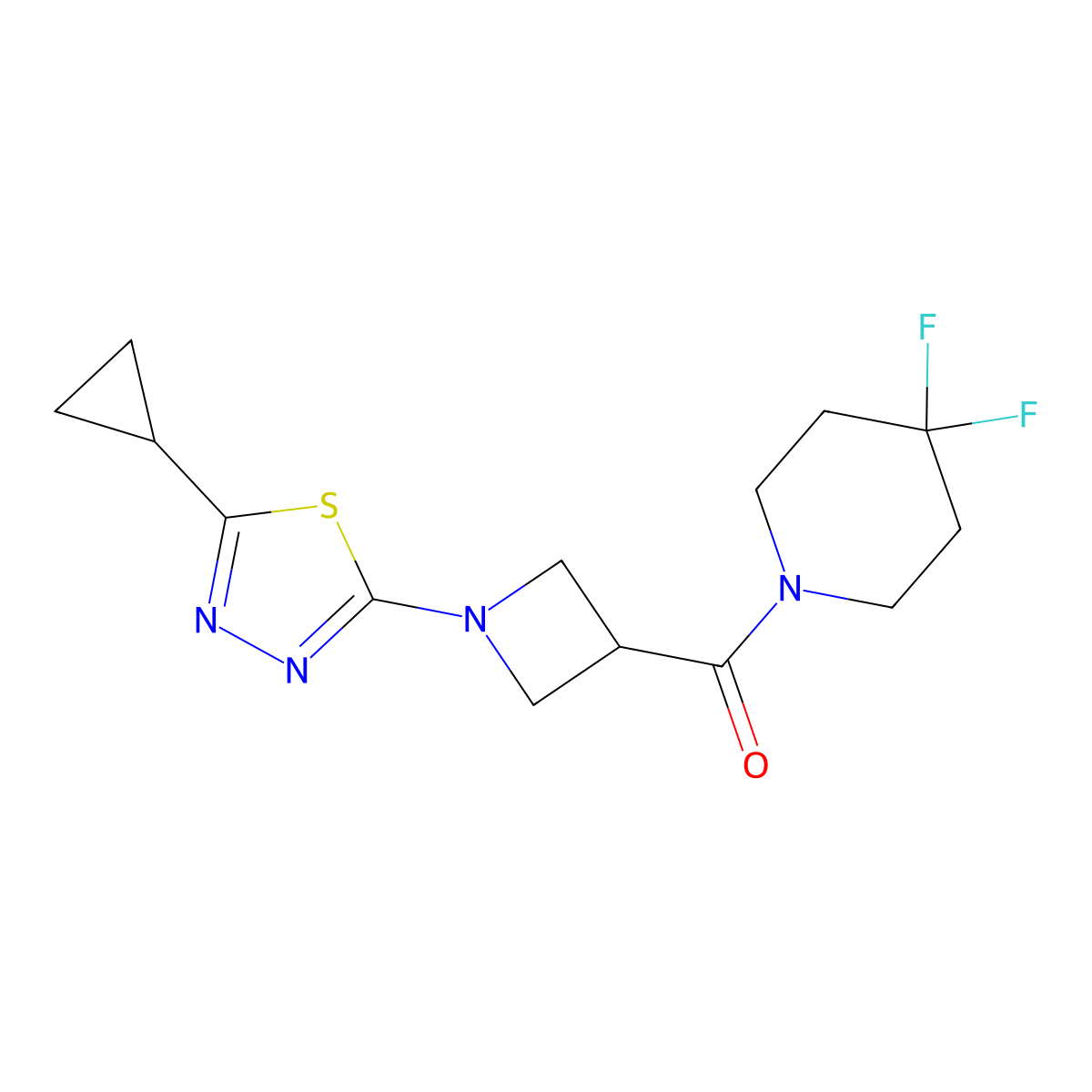 1-[1-(5-Cyclopropyl-1,3,4-thiadiazol-2-yl)azetidine-3-carbonyl]-4,4-difluoropiperidine molecular structure, CAS 3054603-53-8