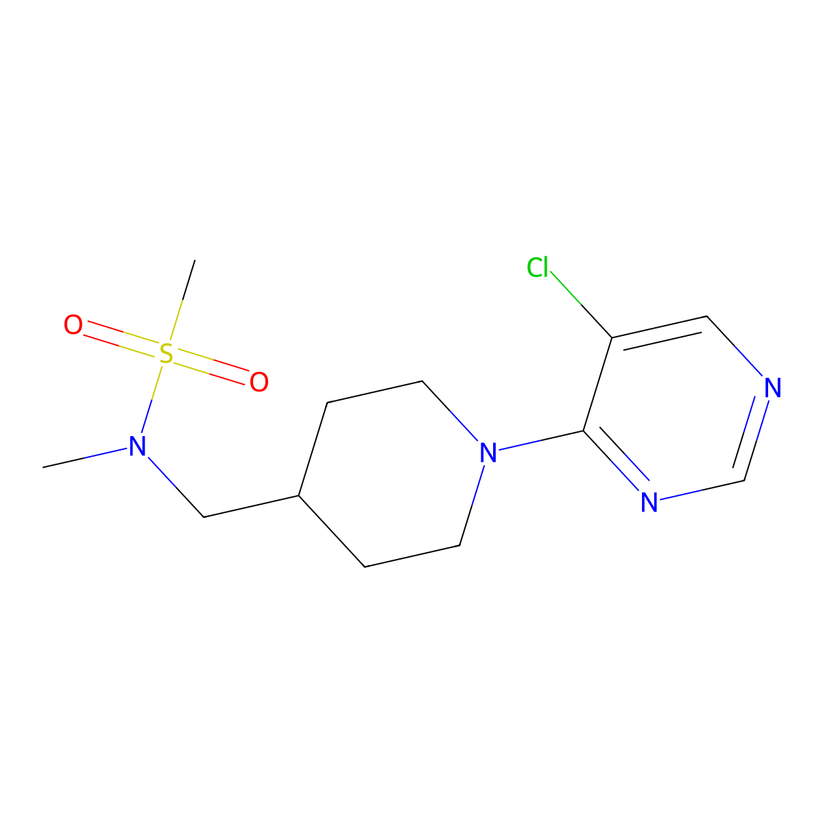 N-{[1-(5-chloropyrimidin-4-yl)piperidin-4-yl]methyl}-N-methylmethanesulfonamide molecular structure, CAS 3054603-57-2