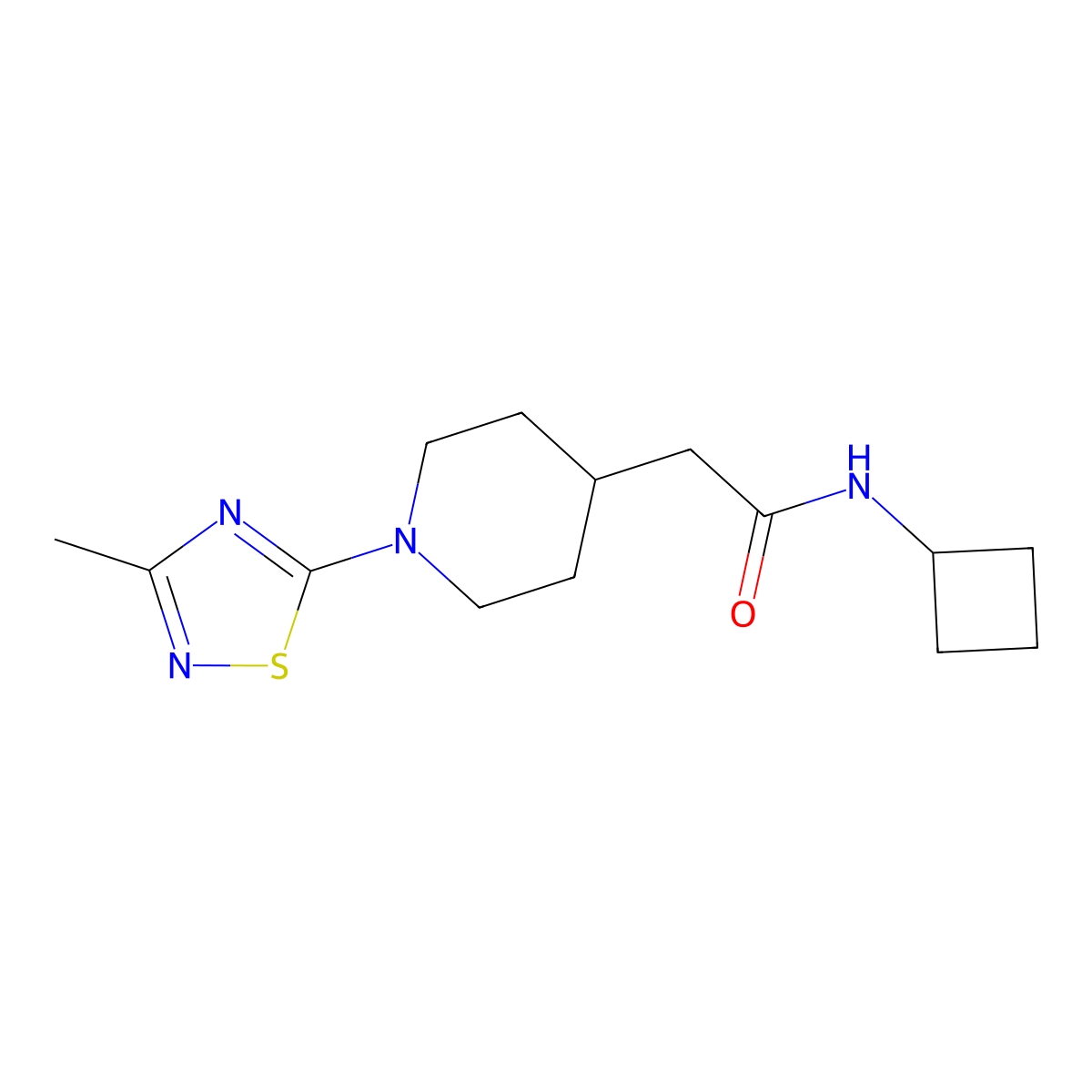 N-cyclobutyl-2-[1-(3-methyl-1,2,4-thiadiazol-5-yl)piperidin-4-yl]acetamide molecular structure, CAS 3054603-59-4