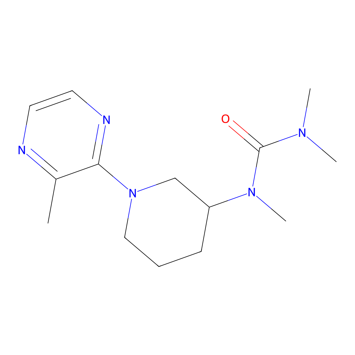 1,3,3-Trimethyl-1-[1-(3-methylpyrazin-2-yl)piperidin-3-yl]urea molecular structure, CAS 3054603-61-8