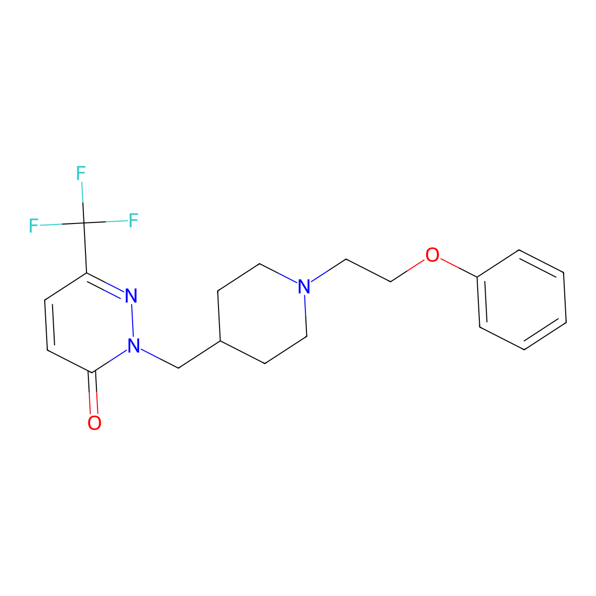 2-{[1-(2-Phenoxyethyl)piperidin-4-yl]methyl}-6-(trifluoromethyl)-2,3-dihydropyridazin-3-one molecular structure, CAS 3054603-63-0