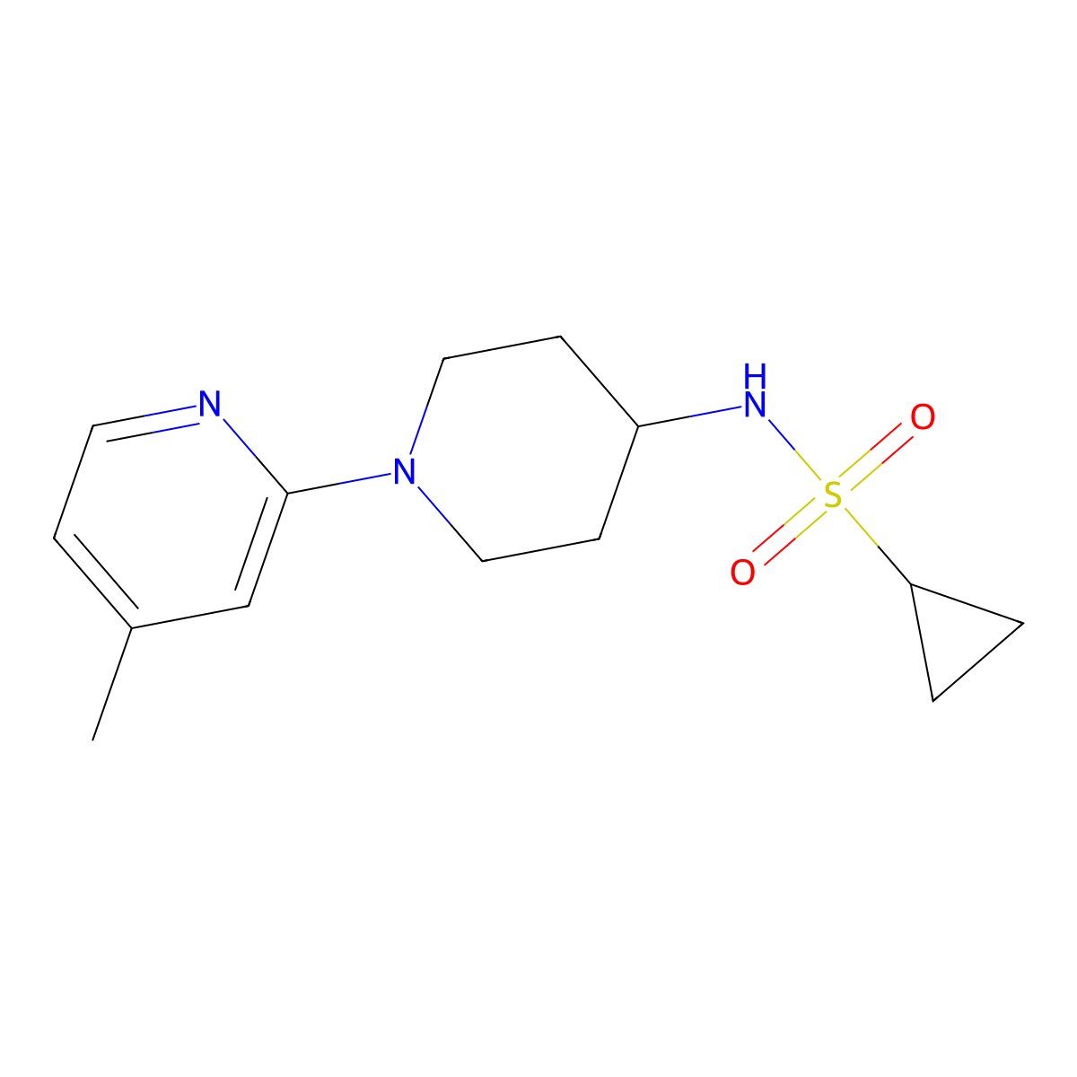 N-[1-(4-methylpyridin-2-yl)piperidin-4-yl]cyclopropanesulfonamide molecular structure, CAS 3054603-64-1