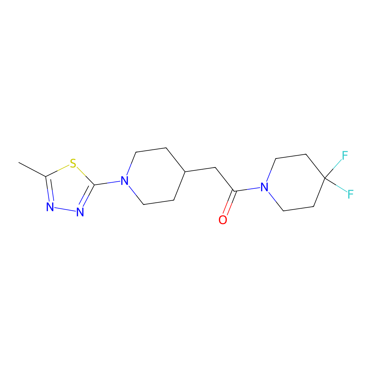 1-(4,4-Difluoropiperidin-1-yl)-2-[1-(5-methyl-1,3,4-thiadiazol-2-yl)piperidin-4-yl]ethan-1-one molecular structure, CAS 3054603-66-3