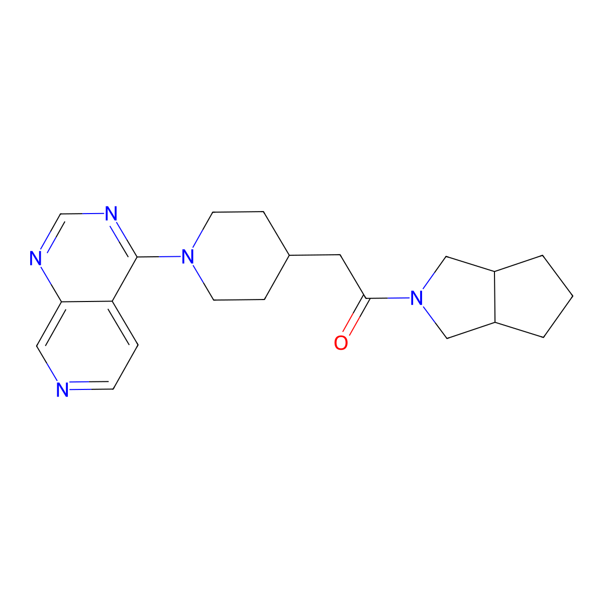 1-{Octahydrocyclopenta[c]pyrrol-2-yl}-2-(1-{pyrido[3,4-d]pyrimidin-4-yl}piperidin-4-yl)ethan-1-one molecular structure, CAS 3054603-71-0