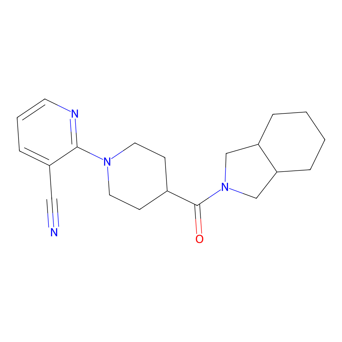 2-[4-(octahydro-1H-isoindole-2-carbonyl)piperidin-1-yl]pyridine-3-carbonitrile molecular structure, CAS 3054603-72-1