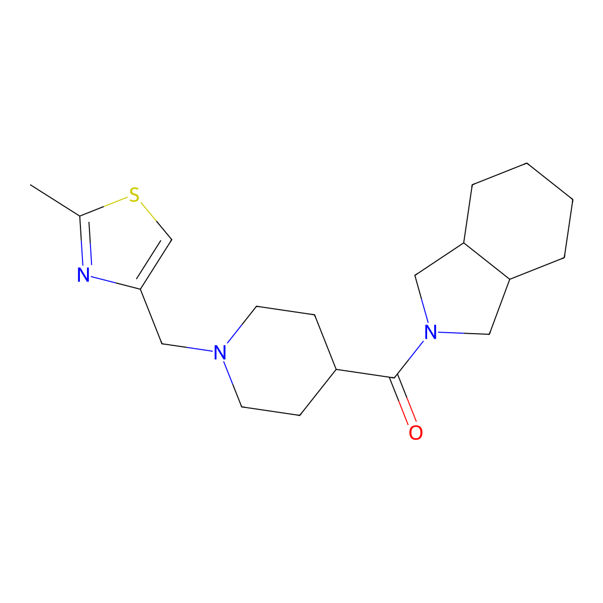 2-{1-[(2-methyl-1,3-thiazol-4-yl)methyl]piperidine-4-carbonyl}-octahydro-1H-isoindole molecular structure, CAS 3054603-75-4