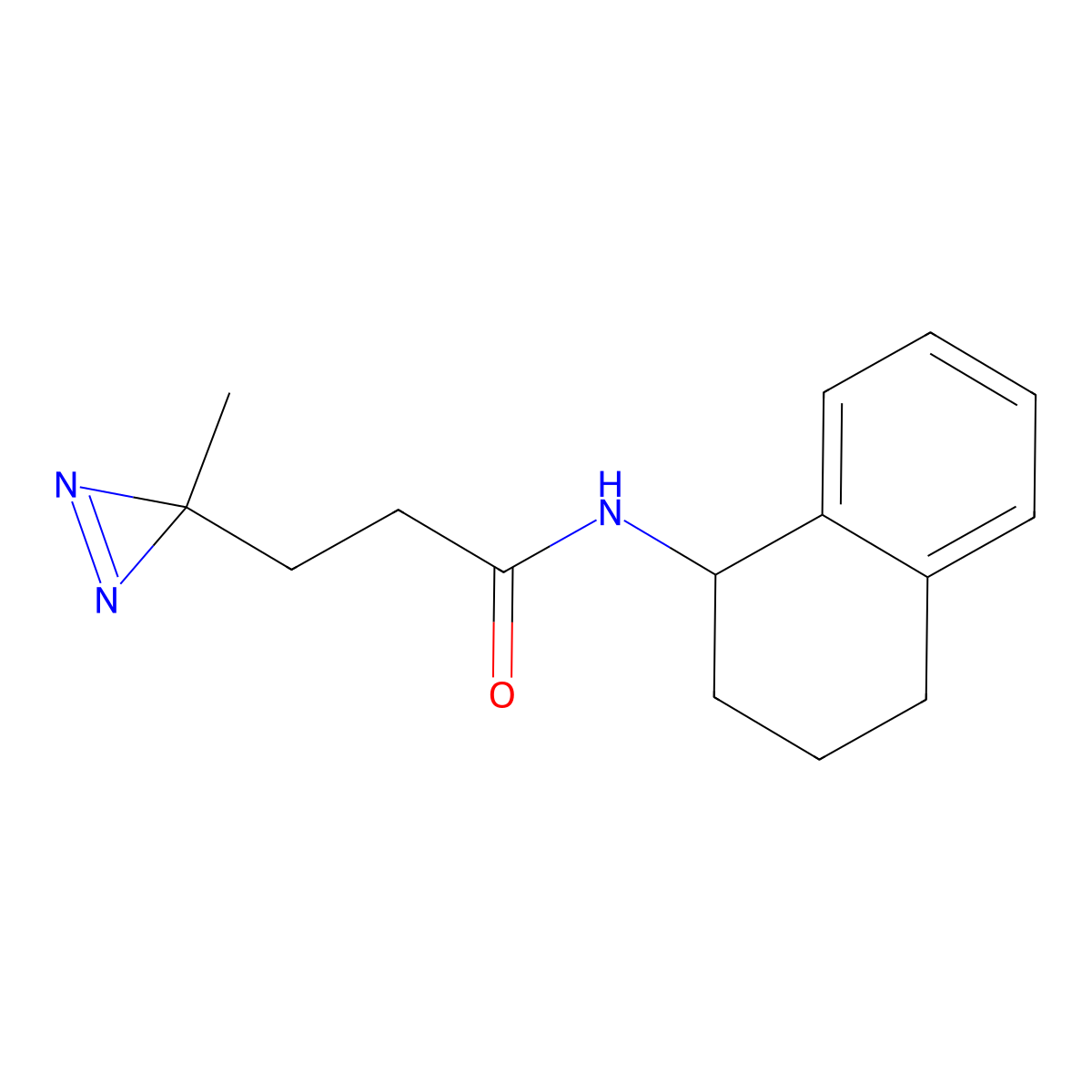 3-(3-methyl-3H-diazirin-3-yl)-N-(1,2,3,4-tetrahydronaphthalen-1-yl)propanamide molecular structure, CAS 3054603-77-6