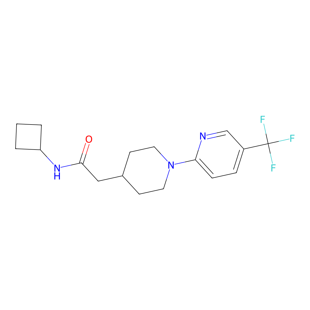 N-cyclobutyl-2-{1-[5-(trifluoromethyl)pyridin-2-yl]piperidin-4-yl}acetamide molecular structure, CAS 3054603-78-7