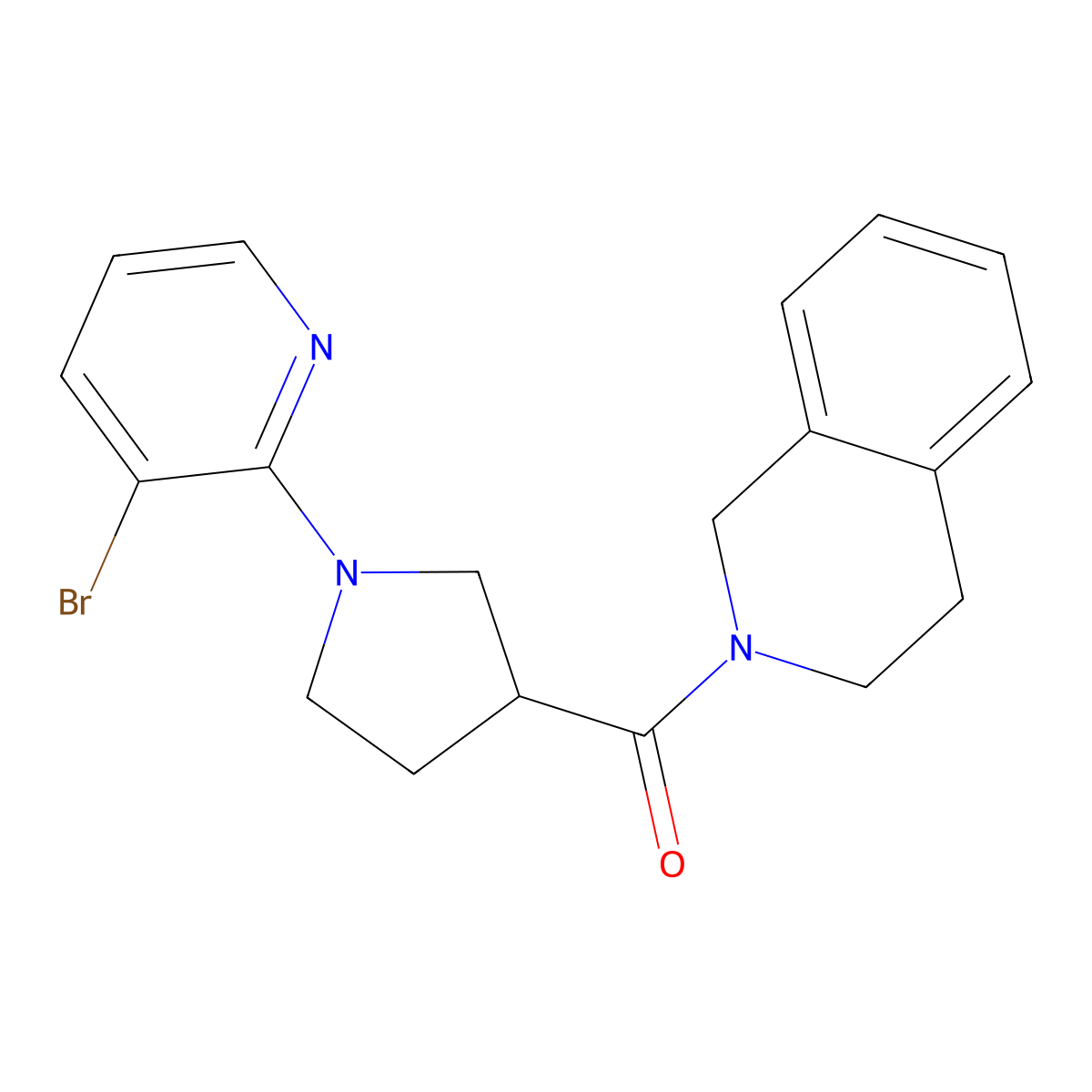 2-[1-(3-Bromopyridin-2-yl)pyrrolidine-3-carbonyl]-1,2,3,4-tetrahydroisoquinoline molecular structure, CAS 3054603-80-1