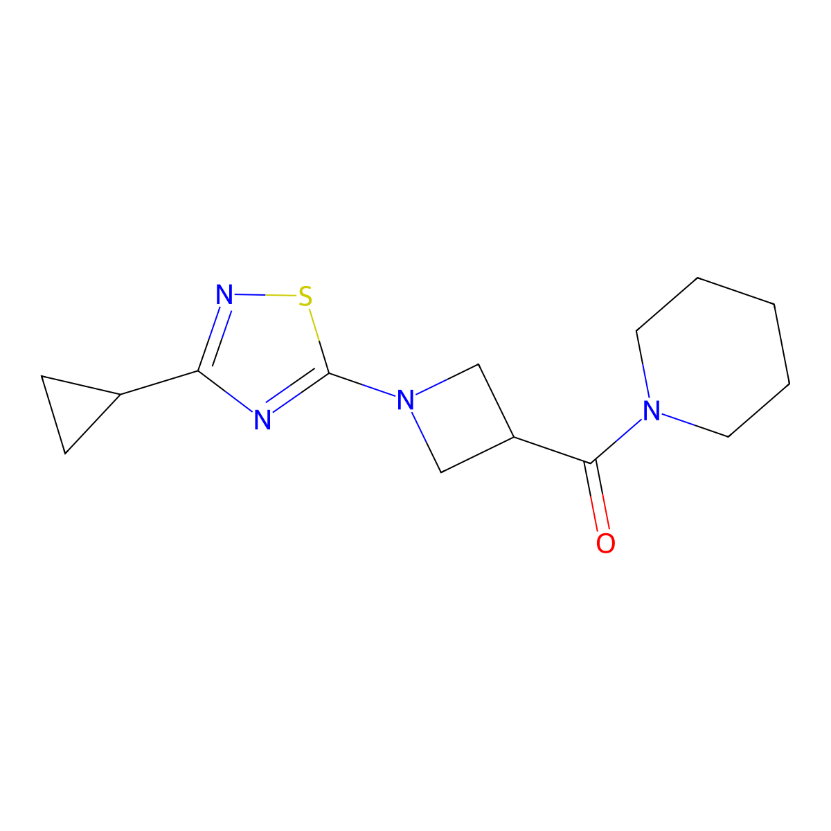 1-[1-(3-Cyclopropyl-1,2,4-thiadiazol-5-yl)azetidine-3-carbonyl]piperidine molecular structure, CAS 3054603-81-2