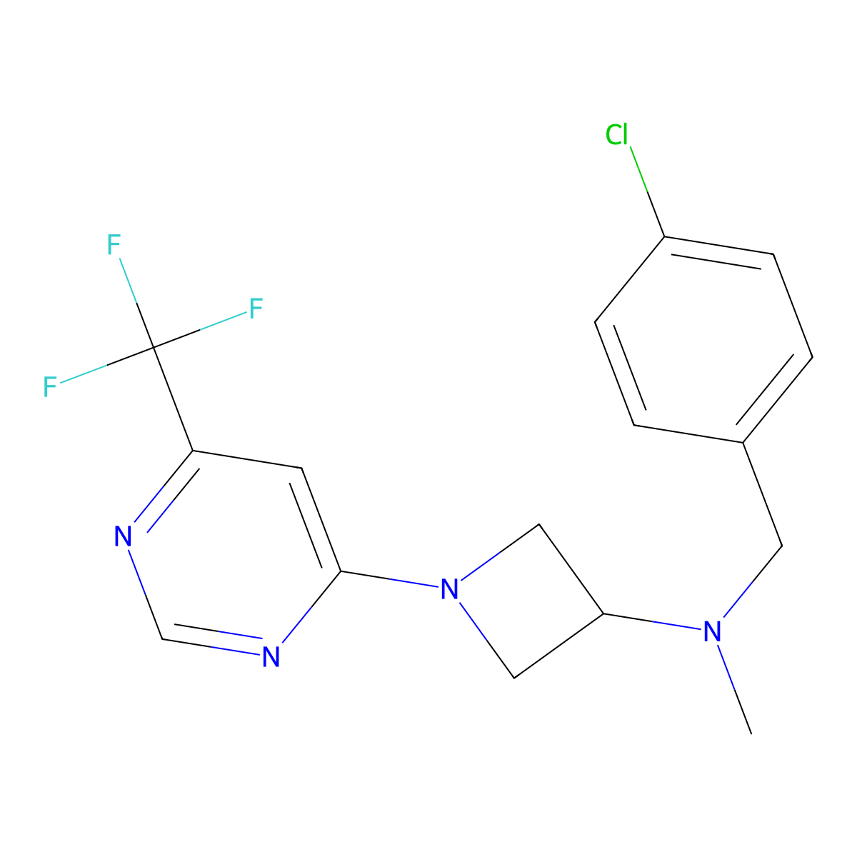 N-[(4-chlorophenyl)methyl]-N-methyl-1-[6-(trifluoromethyl)pyrimidin-4-yl]azetidin-3-amine molecular structure, CAS 3054603-82-3