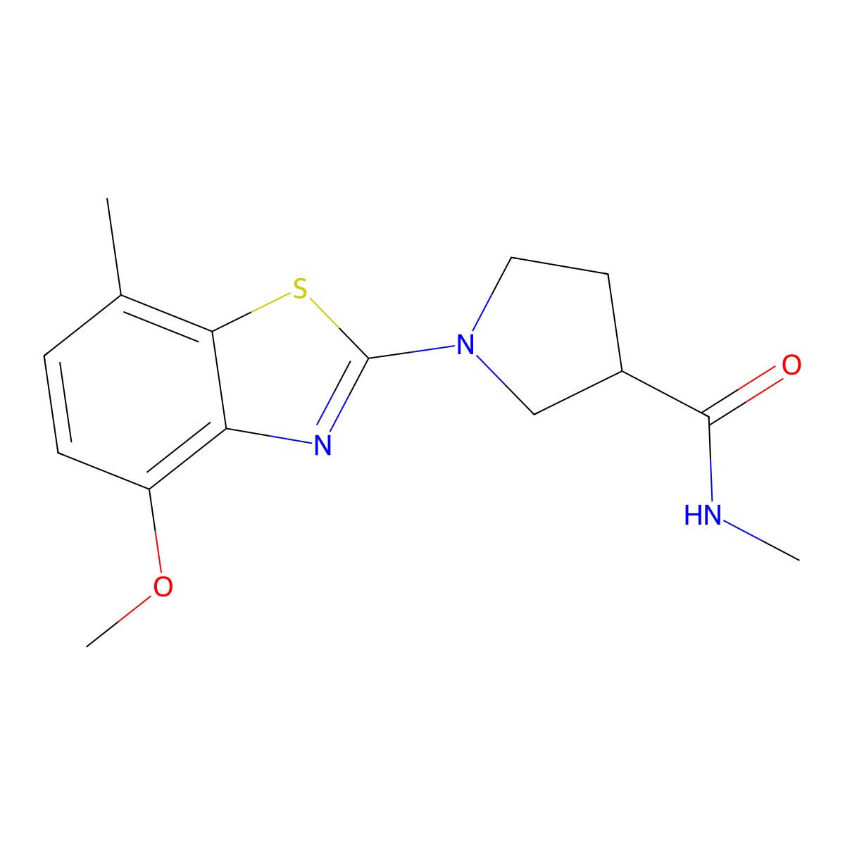 1-(4-methoxy-7-methyl-1,3-benzothiazol-2-yl)-N-methylpyrrolidine-3-carboxamide molecular structure, CAS 3054603-84-5