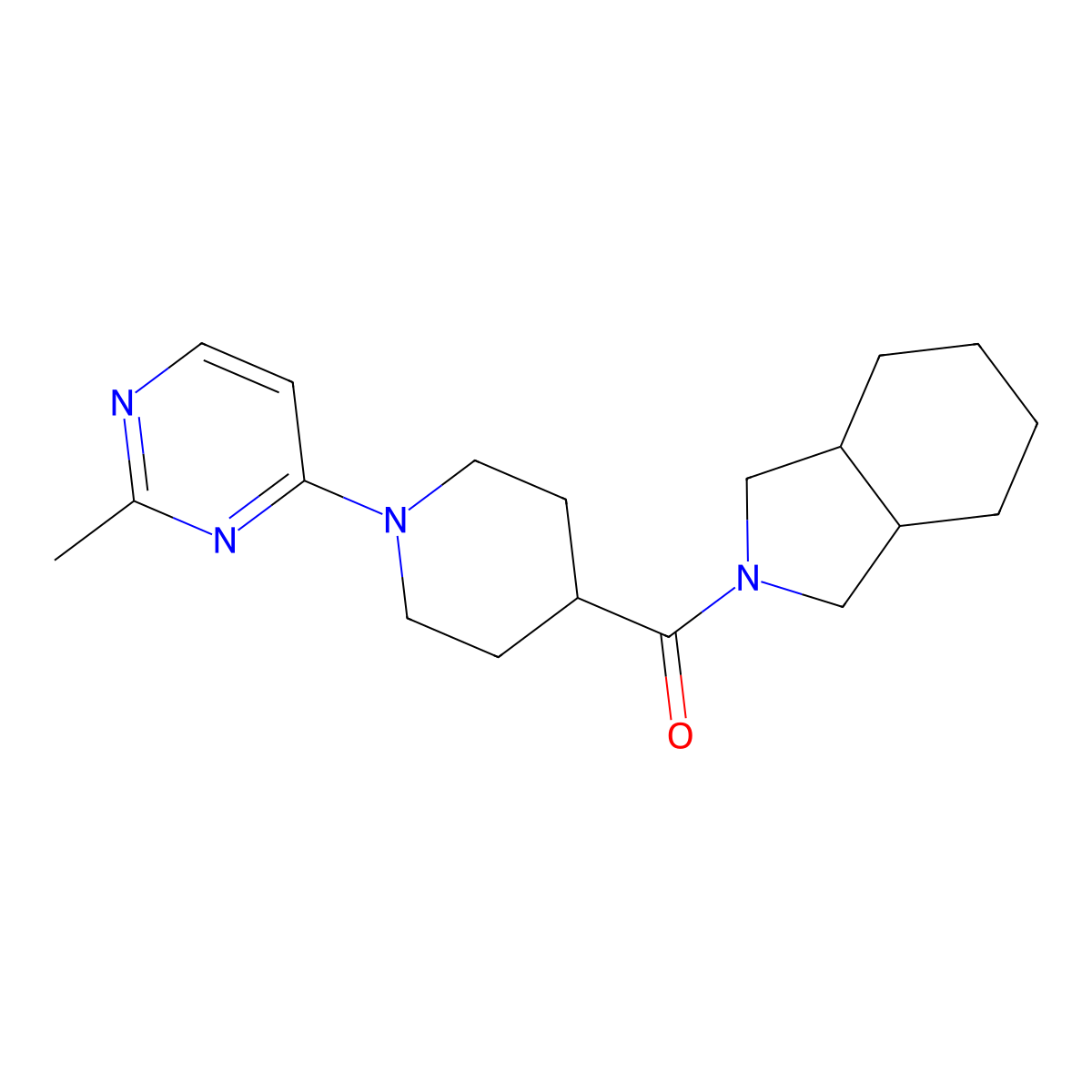 2-[1-(2-methylpyrimidin-4-yl)piperidine-4-carbonyl]-octahydro-1H-isoindole molecular structure, CAS 3054603-89-0