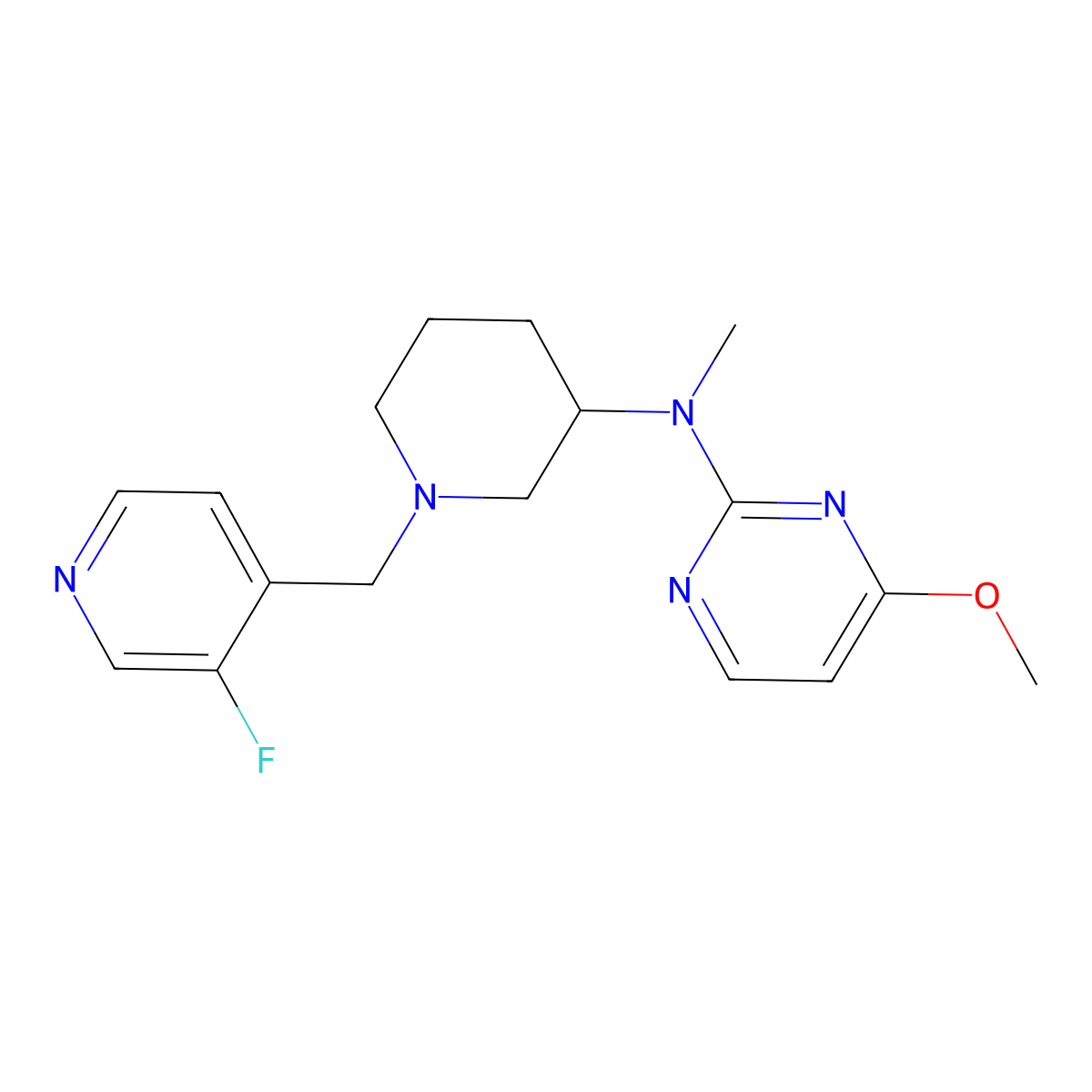 N-{1-[(3-fluoropyridin-4-yl)methyl]piperidin-3-yl}-4-methoxy-N-methylpyrimidin-2-amine molecular structure, CAS 3054603-92-5